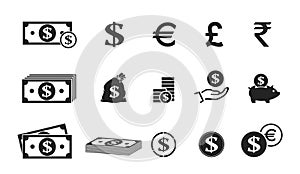 Money icon set. financial and banking infographic design element