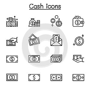Money icon set in thin line style