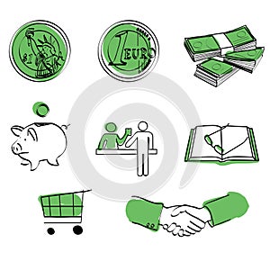 Money icon set vector