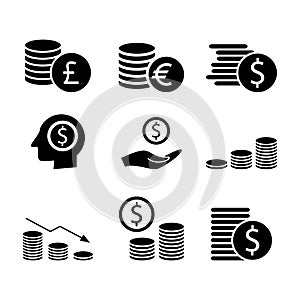 Money icon set vector design template basic RGB