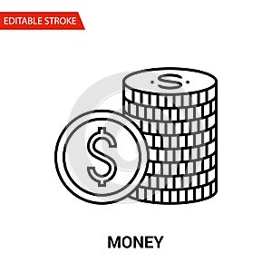 Money Icon. Thin Line Vector Illustration