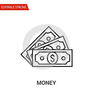 Money Icon. Thin Line Vector Illustration