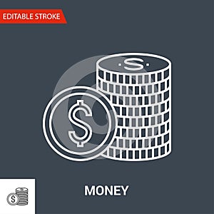 Money Icon. Thin Line Vector Illustration