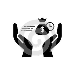 Money Icon Vector. Payment system. Coins Dollar cent on hand Sign isolated on white background. Flat design styleeasy instant