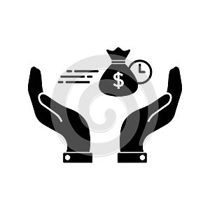 Money Icon Vector. Payment system. Coins Dollar cent on hand Sign isolated on white background. Flat design styleeasy instant