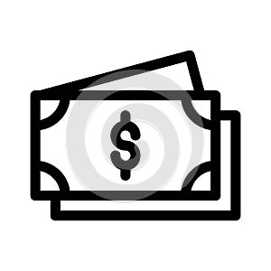 Money Icon on White Background. Dollar and cash, currency, banking symbol