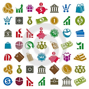 Money icons isolated on white background vector set, finance the