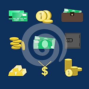 Money icons vector set. Money sign vector illustration. Vector c