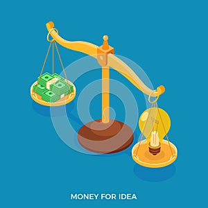 Money for Idea concept with scales