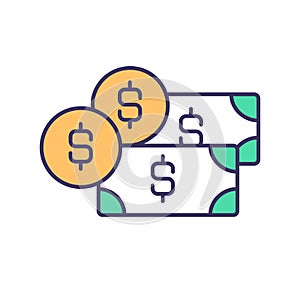 Money income RGB color icon