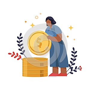 Money increasing or funds accumulating, vector illustration.