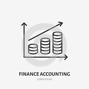 Money infographic flat line icon. Accounting diagram sign. Thin linear logo for legal financial services, accountancy photo