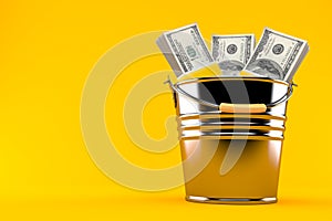Money inside metal bucket