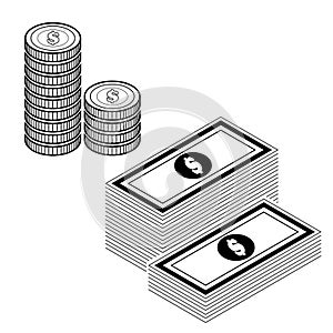 Money isolate on white vector photo