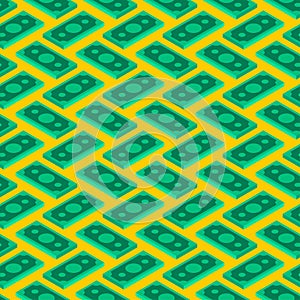 Money isometric style pattern seamless. dollars background. Rich texture