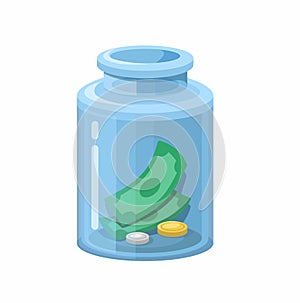 Money Jar For Saving or Tipping Symbol Cartoon illustration Vector