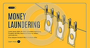 Money laundering isometric vector web banner