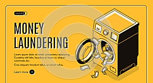 Money laundering isometric vector web banner