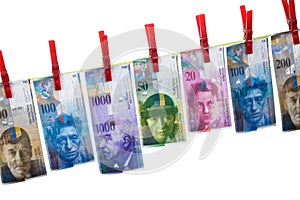Money laundering, Swiss francs