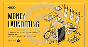 Money laundering isometric vector web banner