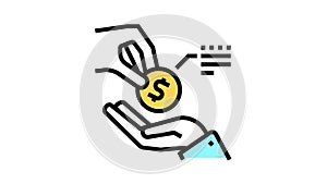 money lend color icon animation