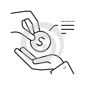 money lend line icon vector isolated illustration