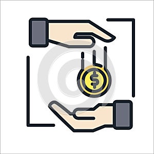 Money Lending Transactions Color Icon Illustration