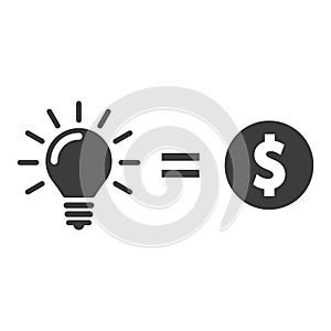 Money for lightbulb idea. Money for idea vector icon