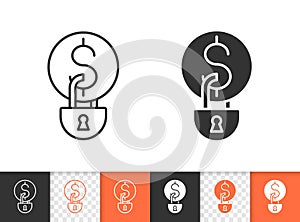 Money Locked simple black line vector icon