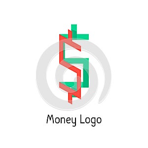 Money logotype with colored dollar sign