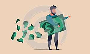 Money lose and loss business investment. Lost debt and economic failure low vector illustration concept. Depressed and problem