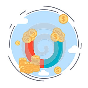 Money magnet, funds accumulation vector concept