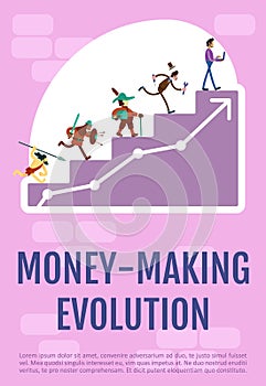 Money making evolution poster flat vector template