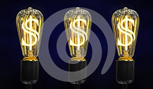 Money making idea. Light bulb with Dollar symbol.