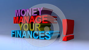 Money manage your finances on blue
