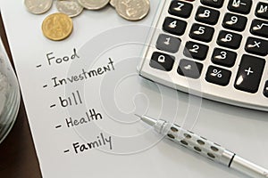 Money management concept.  Close up calculator for calculate the budgets