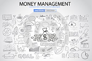 Money Management concept with Doodle design style