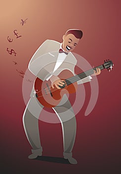 Money Melody. Guitar player playing a song that sounds like money