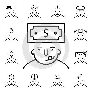 Money on mind icon. Detailed set of what is in your mind icons. Premium quality graphic design. One of the collection icons for