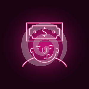 money on mind icon. Elements of What is in your mind in neon style icons. Simple icon for websites, web design, mobile app, info