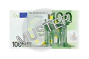 Money - One hundred (100) Euro bill front with German lettering Muster (specimen)