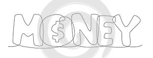 Money One line drawing isolated on white background