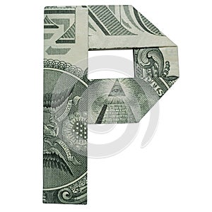 Money Origami LETTER P Character