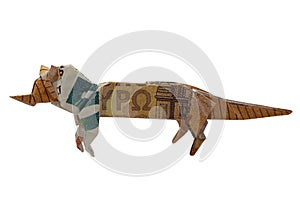 Money Origami Orange FOX Wild Animal Folded with Real 50 Euro Note Isolated on White Background