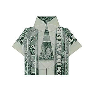 Money Origami SHIRT Real One Dollar Bill Isolated