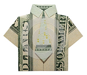 Money Origami SHIRT With Tie Real 20 Dollars Bill