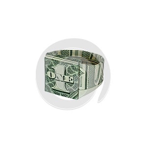 Money Origami Signet RING Real One Dollar Bill photo