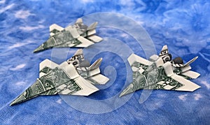 Money Origami Three Flying Jet Fighters