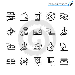 Money outline icon set