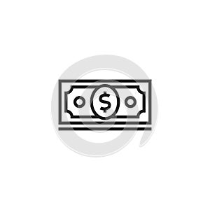 Money Outline Vector Icon, Symbol or Logo.